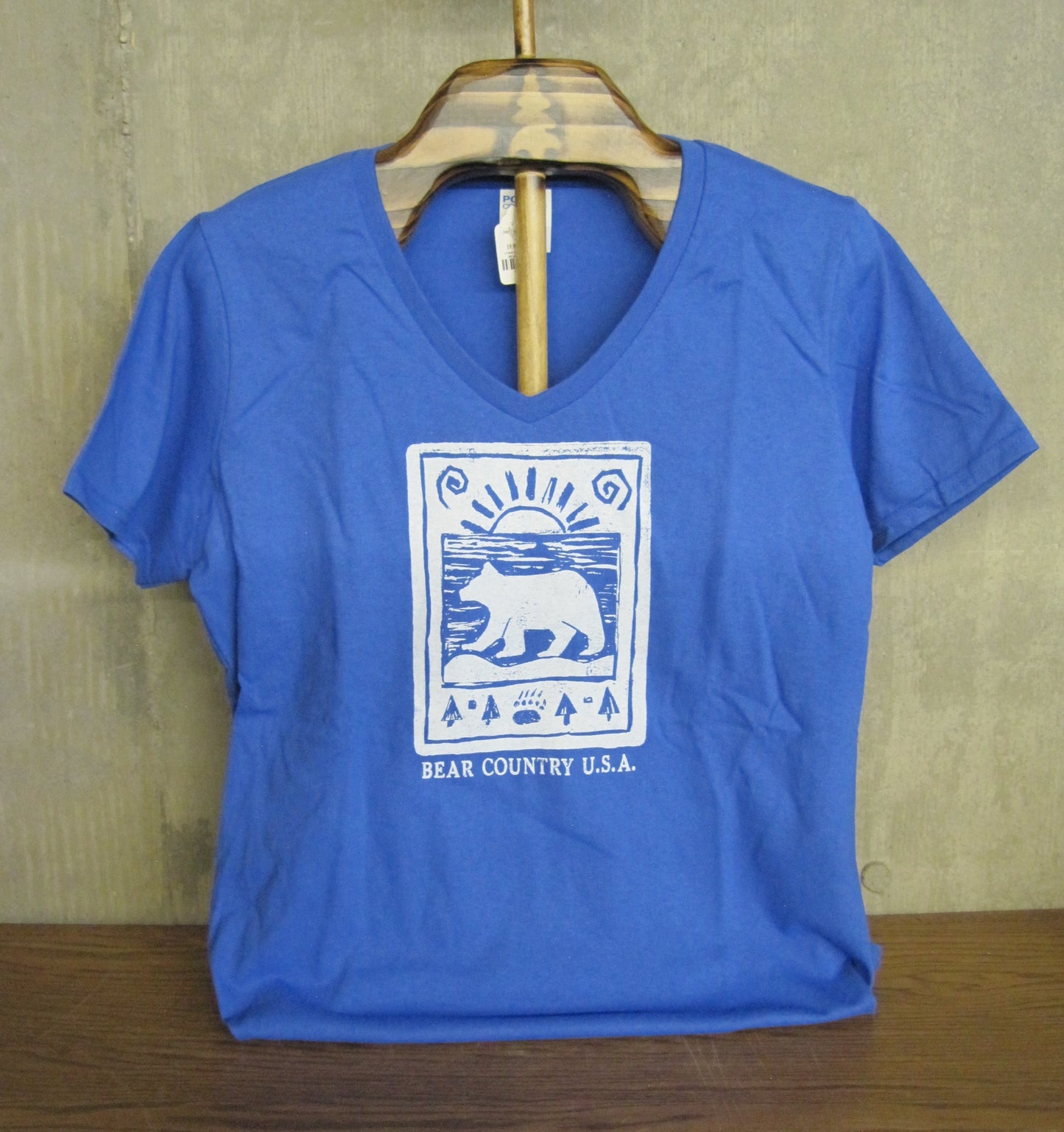 Tee, Adult, V-neck-Tonal Carved Bear BC (Mark Down)