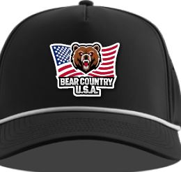 Hat Adult- Brown Bear Flag 5 panel Rope