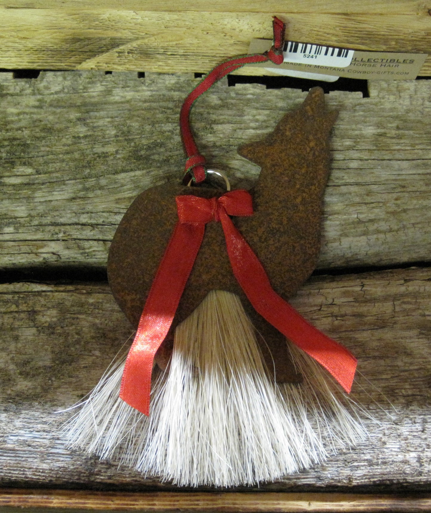 SALE Ornament- Wolf Metal/Horse Hair