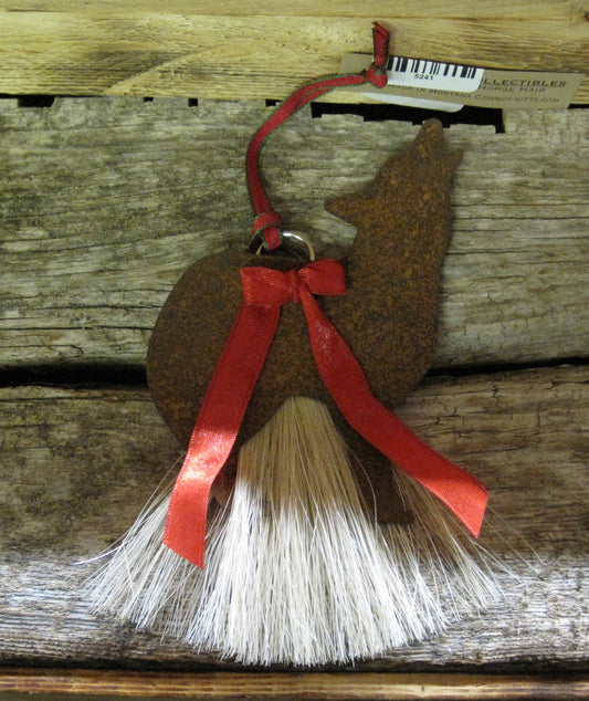 SALE Ornament- Wolf Metal/Horse Hair