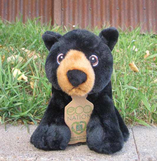 Plush- Black Bear Sitting, Eco Nation
