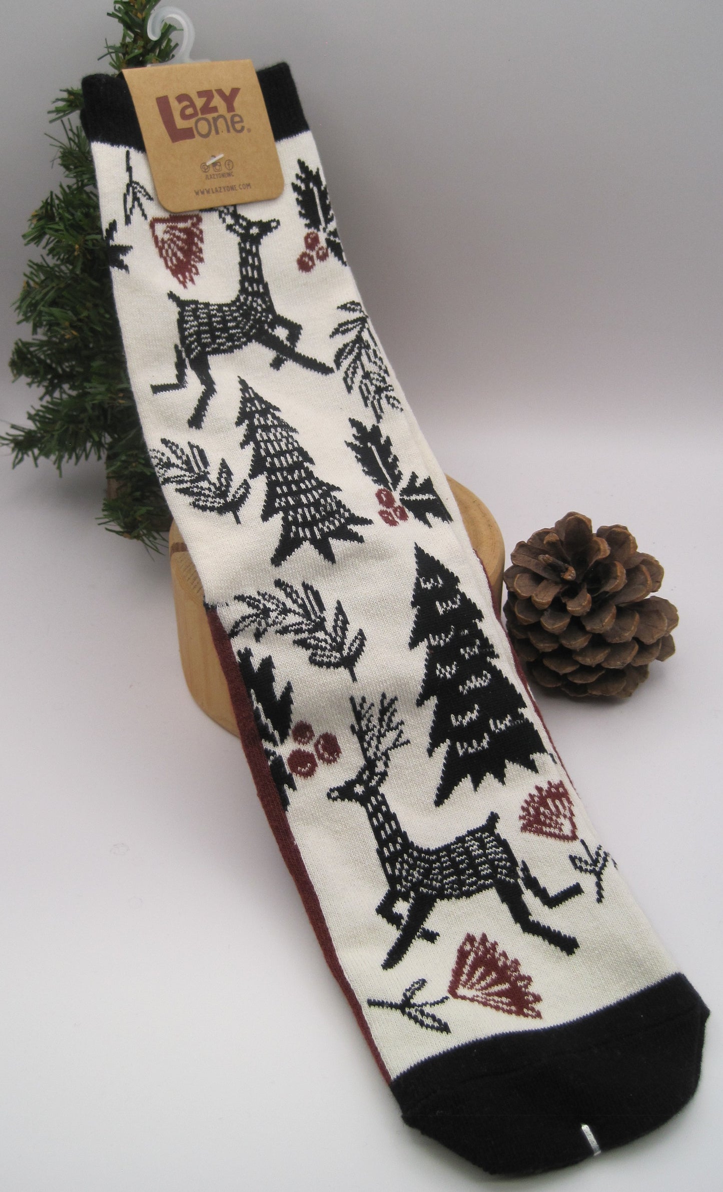 Sock, Silent Night W/Deer & Trees, Adult