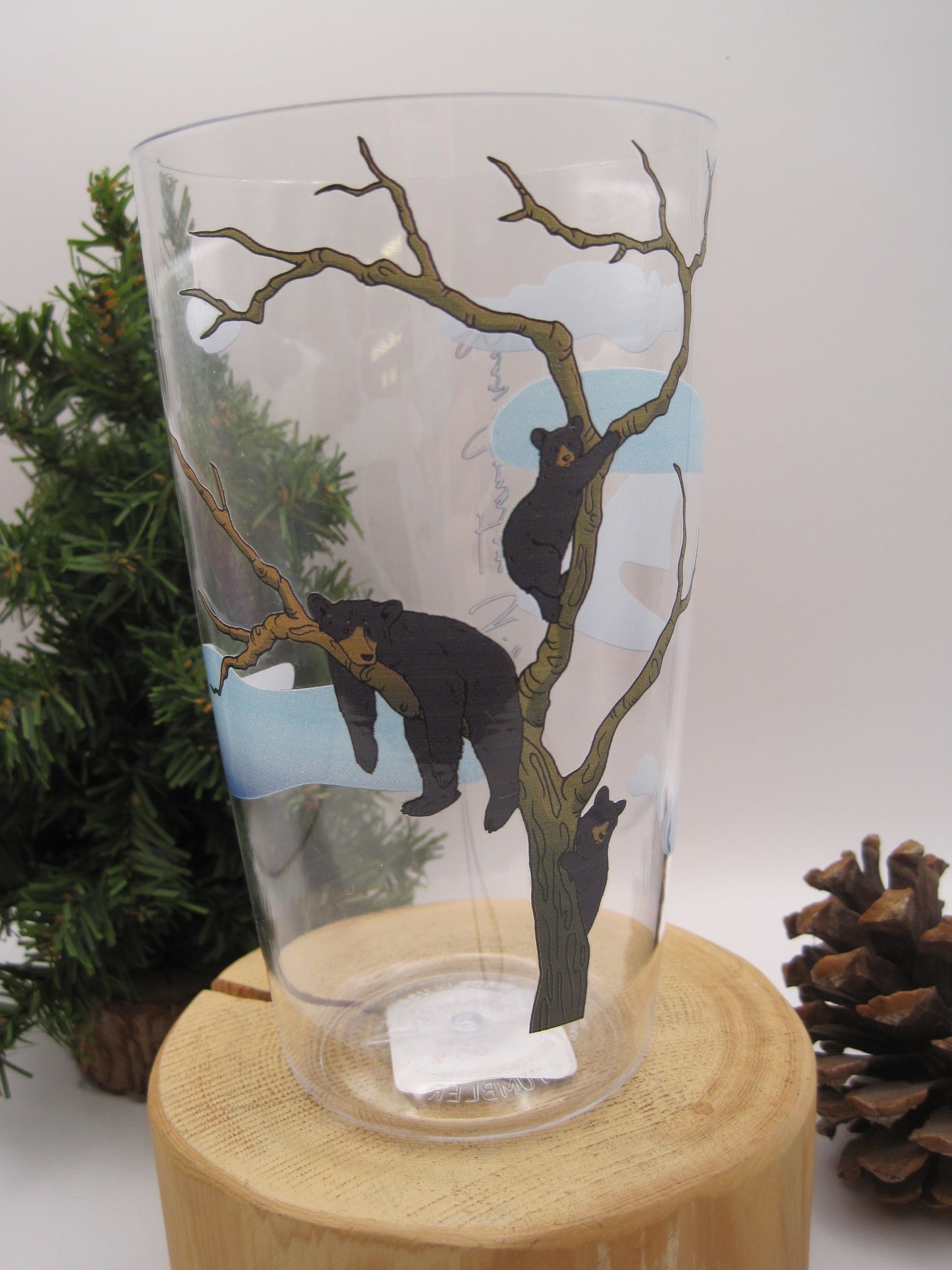 SALE  Glass, Pint-Bears in Tree