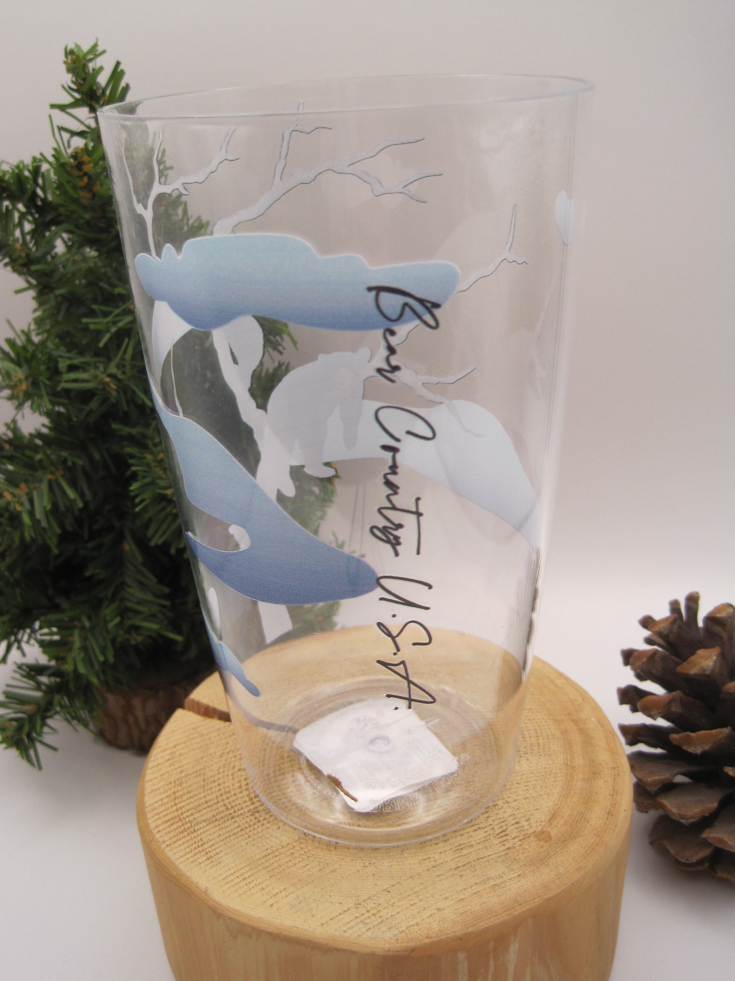 SALE  Glass, Pint-Bears in Tree