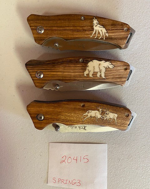 Knife-Large Spring Assist Folder Wood W/Clip on
