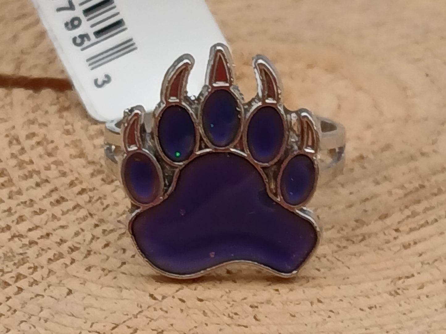 Jewelry- Mood Ring Bear Paw, Adjustable