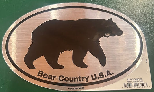 Sticker- Black Bear Silver Chrome Large